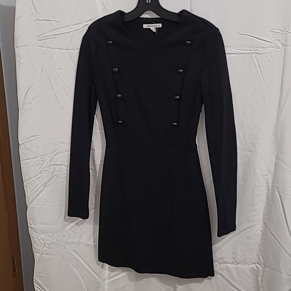 Women's Avec Les Filles Black Military Mini Dress Size XS